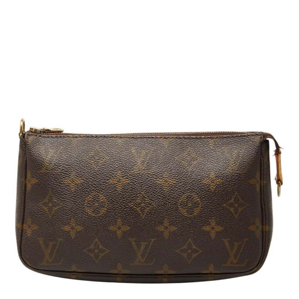 LOUIS VUITTON Brown Monogram Leather Pochette Pouch - Picture 1 of 9